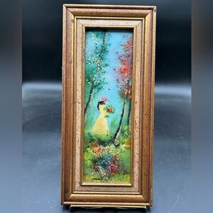 Original Louis Cardin enamel on copper, wooden frame, document of authenticity